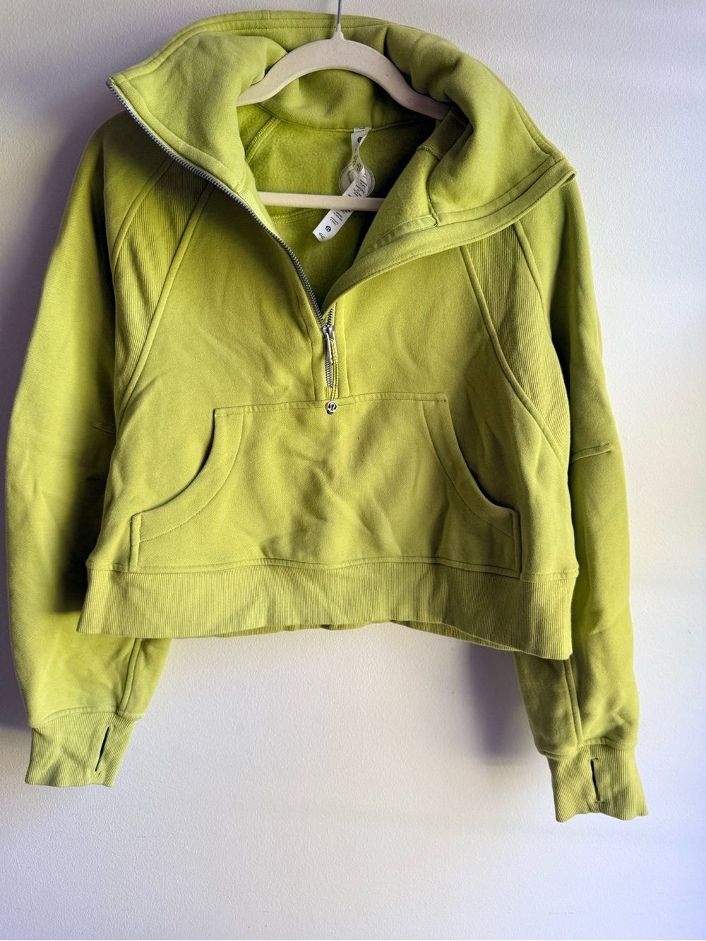 lululemon athletica Cropped Half-Zip Pullover in Lime